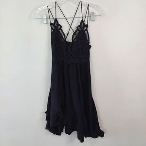 Free People One dress XS black lace bust above knee adjustable straps